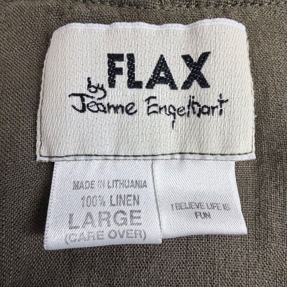 flax by jeanne engelhart vintage coastal grandma artsy olive boxy women's top xl - Picture 3 of 4